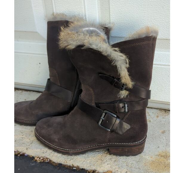 Andrew Marc Hudson brown Suede Buckle boots 6.5  Size 6 1/2 - Picture 5 of 16